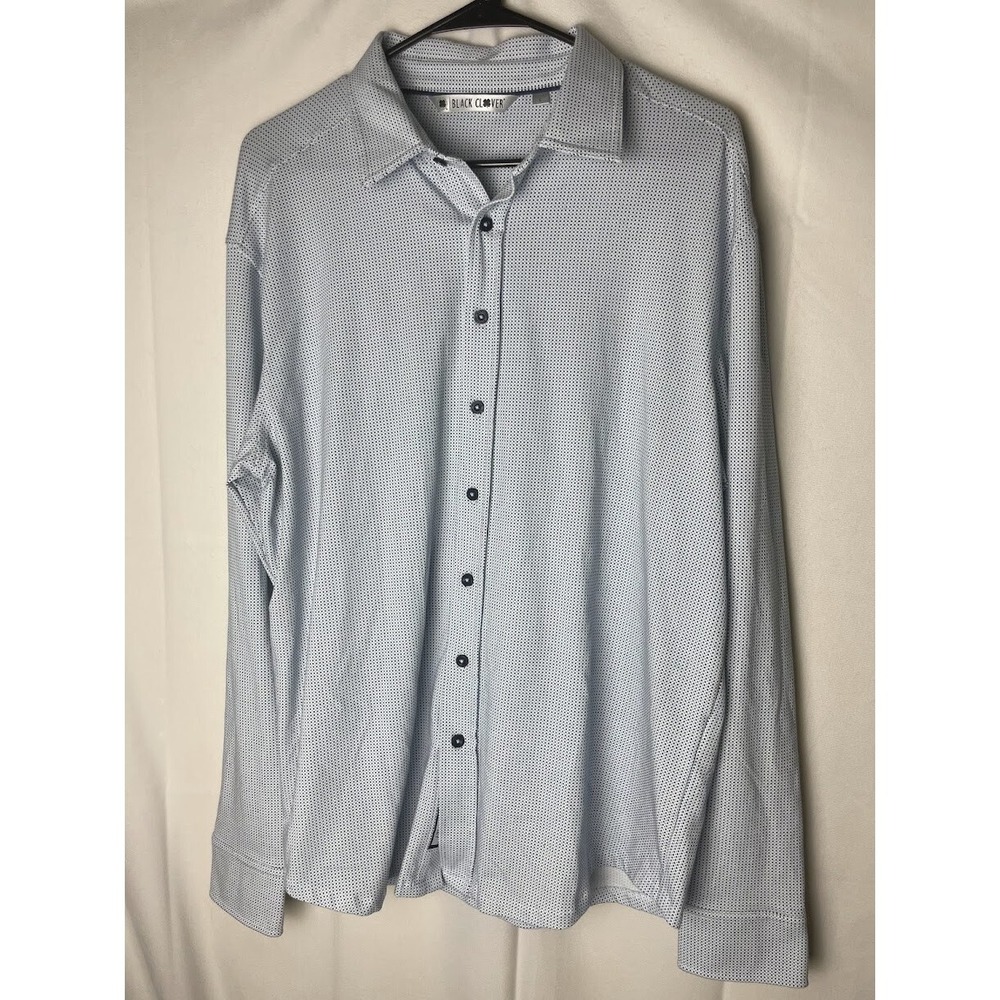 Black Clover Golf Men's Button Down Shirt White Black Speckled Size XL